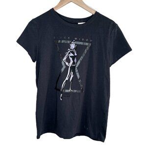 Black Widow Graphic T-Shirt By Marvel on Black Under armour cotton stretch Top M